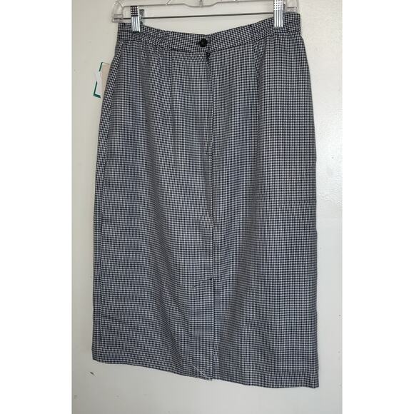 Leslie Fay Houndstooth Pencil Skirt 10 Black White Career Rainbow Brights NWT - Picture 3 of 16